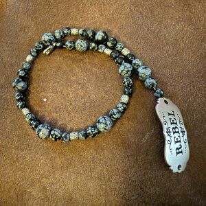 Rebel Beaded wrap bracelet with Silver Tag